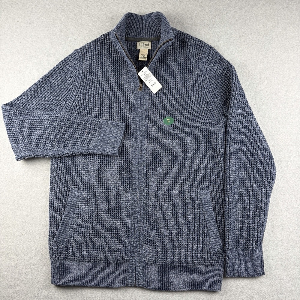 L.L. Bean Organic Cotton Full Zip Sweater Indigo Men's Medium Tall NWT
